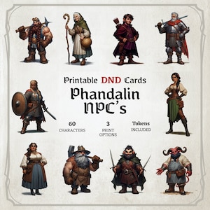 D&D Phandalin NPC Cards, LMoP, DoIP, PaBtSO, Tokens, Foldable Board Cards, Custom made, High-Quality Cards, Easy Digital Download