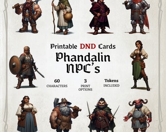 D&D Phandalin NPC Cards, LMoP, DoIP, PaBtSO, Tokens, Foldable Board Cards, Custom made, High-Quality Cards, Easy Digital Download