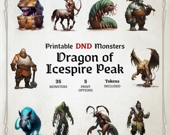 D&D Monster Cards, Dragon of Icespire Peak, Tokens, Foldable Board Cards, Custom made, High-Quality Cards, Easy Digital Download, DoIP