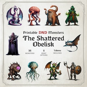 D&D-Monsterkarten, Der zerschmetterte Obelisk, Token, faltbare Brettkarten, maßgefertigt, hochwertige Karten, einfacher digitaler Download, PaBTSO