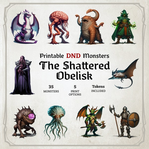 D&D Monster Cards, The Shattered Obelisk, Tokens, Foldable Board Cards, Custom made, High-Quality Cards, Easy Digital Download, PaBTSO