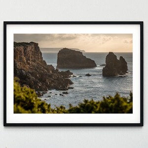 Portugal Poster - Südwestküste. Fotografie. Print, Wanddeko. Wandkunst. Berge. Landschaft. Natur. Sonnenuntergang. Ozean. Meer. Klippen