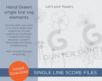 Let's pick flowers! Weed flowers - single line score elements SVG, PDF
