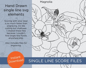 Magnolia svg - single line score elements SVG, PDF