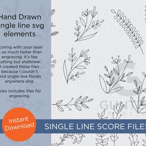 Simple leaves - single line score elements SVG, PDF