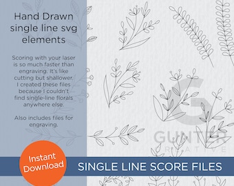 Simple leaves - single line score elements SVG, PDF