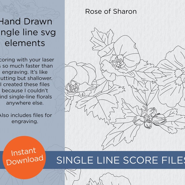 Rose of Sharon svg - single line score elements SVG, PDF