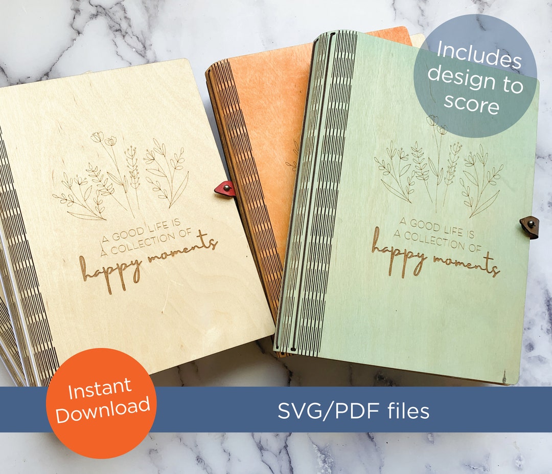 SVG / PDF Laser File for A9 Size, Wood Living Hinge Book Cover Greeting Card Organizer Etsy