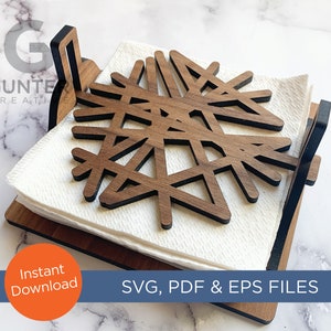 Modern Lines SVG / PDF Laser-Datei für Serviettenhalter - hält 6 "x5,5" Servietten