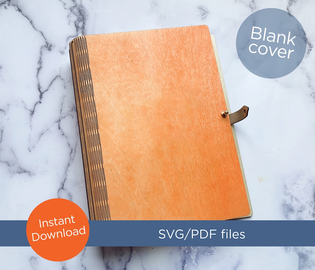 Blank Book Cover, SVG, PDF Laser Cut File for A9 Size, Wood Living Hinge Book Cover Greeting