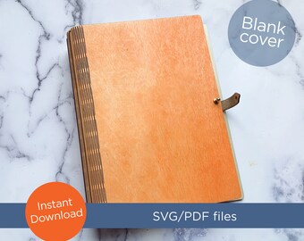 Portada de libro en blanco, SVG, archivo PDF cortado con láser para tamaño A9, portada de libro con bisagra Wood Living, organizador de tarjetas de felicitación, guardián de tarjetas, regalo para novia