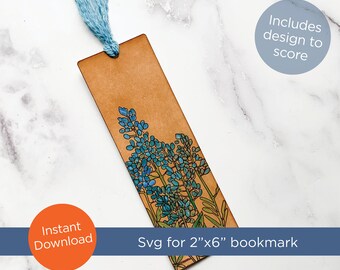 SVG laser file for a bookmark - includes bluebonnet design