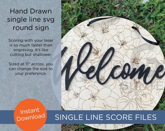 Apple Blossoms - single line score round welcome sign