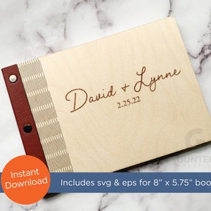 SVG / EPS laser file for 8&quot;w x 5.75&quot;h Wood Living Hinge album, guest book, sketch book
