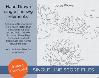 Lotus flower - single line score elements SVG, PDF