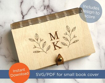 SVG / PDF laser file for 3.5"w x 5.5"h Wood Living Hinge pocket book cover - vow book cut file