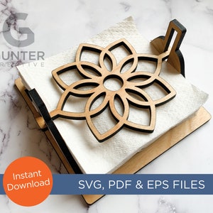 Geometrische Blume SVG / PDF Laser-Datei für Serviettenhalter - hält 6 "x5,5" Servietten