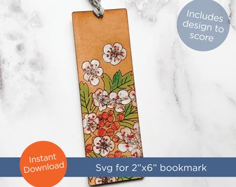 SVG laser file for a bookmark - includes Hawthorne flower design