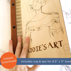 SVG / EPS laser file for 8.5&quot;w x 11&quot;h Vertical Wood Living Hinge notebook, art book, journal, keepsake