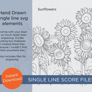Girasoles - elementos de puntuación de una sola línea SVG, PDF