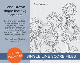 Sunflowers - single line score elements SVG, PDF