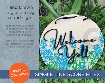 Bluebonnets - single line score round welcome sign
