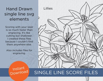 Lillies - single line score elements SVG, PDF