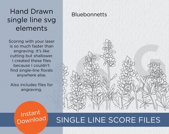 Bluebonnets - single line score elements SVG, PDF
