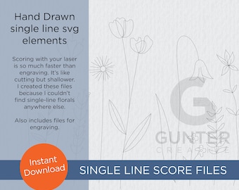 Simple flowers - single line score elements SVG, PDF