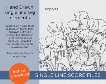 Poppies - single line score elements SVG, PDF