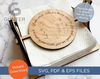 Salmo 118:24 Archivo láser SVG / PDF para servilletero - contiene servilletas de 6"x5,5"