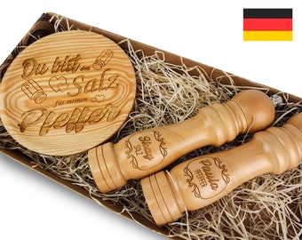 salz und pfefferstreuer PERSONALISIERT + Gericht. Salz und Pfeffer. Perfektes Geschenk für Paare, Gravieren Sie Ihre Namen. In jeder Sprache