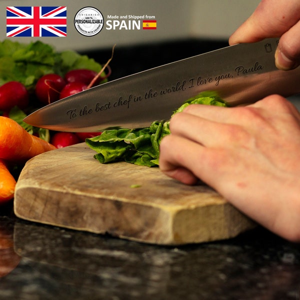 Personalisierter Messerkoch - Professionelle Messer-Lasergravur - Perfektes Messer für den Koch - Hochwertiger japanischer Stahl.