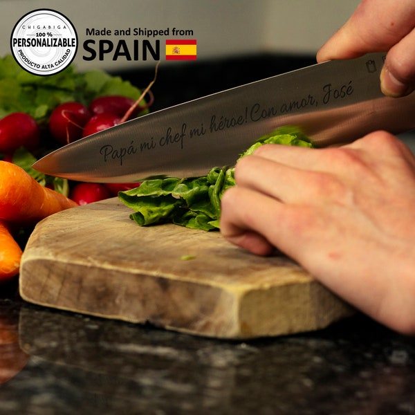 Cuchillo PERSONALIZABLE-Chuchillo chef profesional-Acero de alto nivel-Artículo de cocina profesional-Producto 100% personalizable