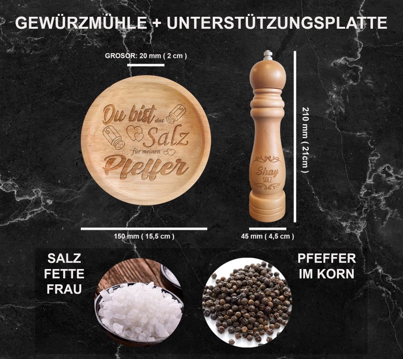 salz und pfefferstreuer PERSONALISIERT Gericht. Salz und Pfeffer. Perfektes Geschenk für Paare, Gravieren Sie Ihre Namen. In jeder Sprache Bild 3