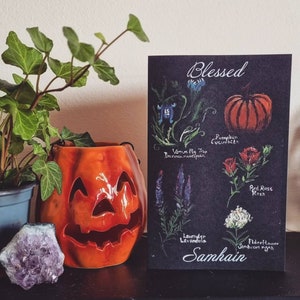 Gothic Botanical Samhain Halloween Greetings Card - Poisonous and Seasonal Plants