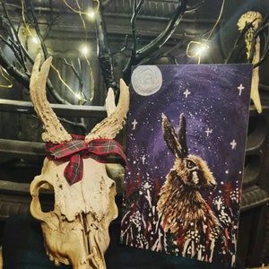 Mystical Hare Painting Print Greetings Card