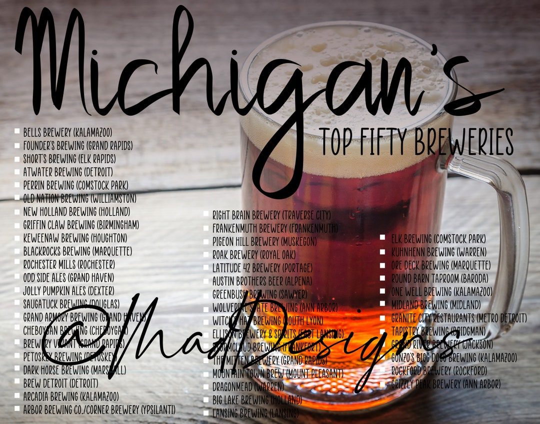 Michigan Breweries Bucket List Printable Checklist Etsy