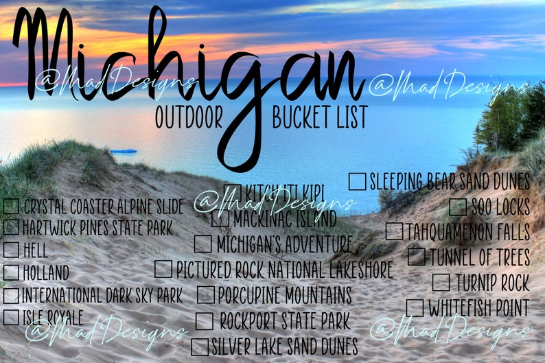 Michigan Outdoor Bucket List Printable Etsy