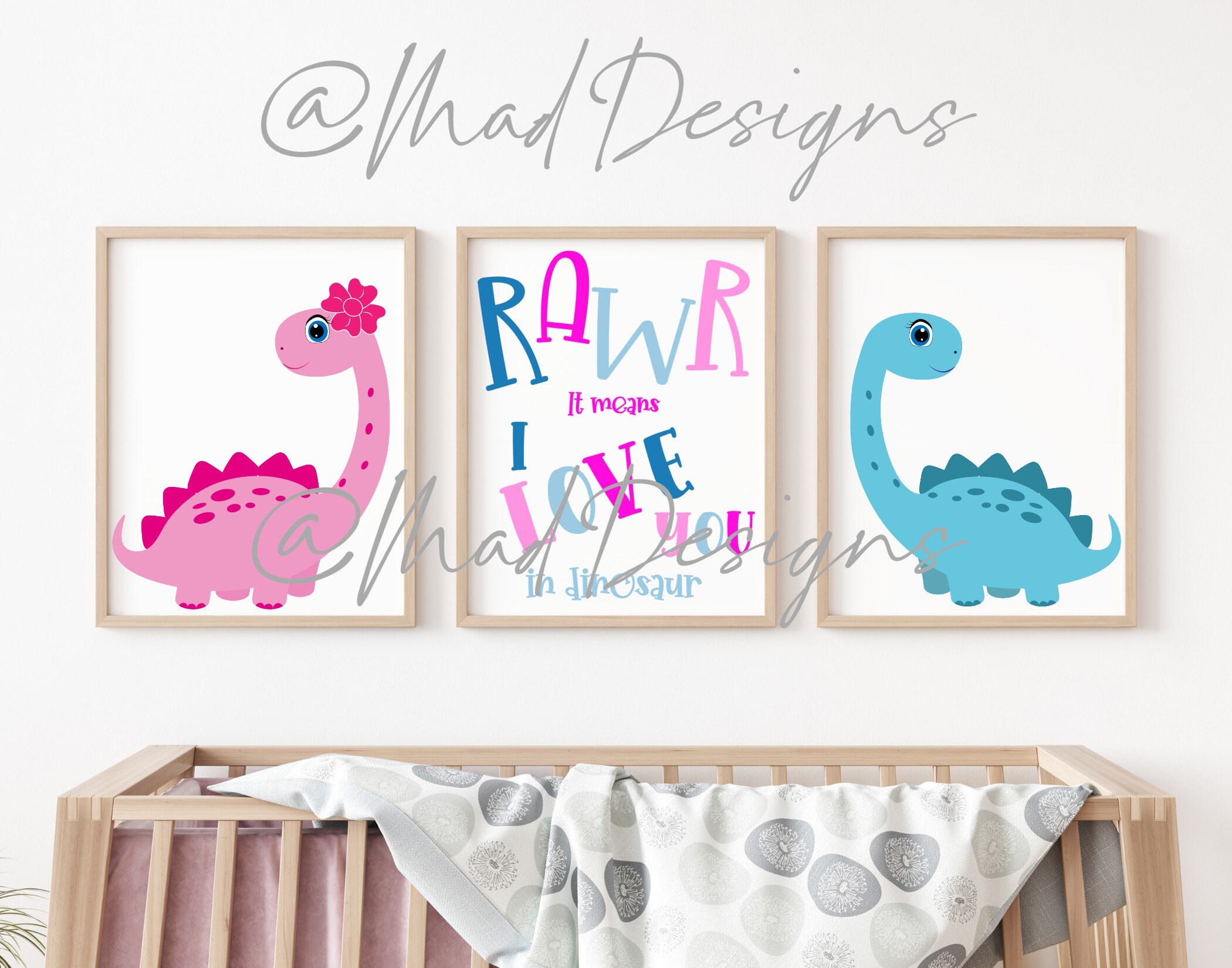 Baby Mädchen Dinosaurier Kinderzimmer Dekor 85 x 11 druckbare | Etsy