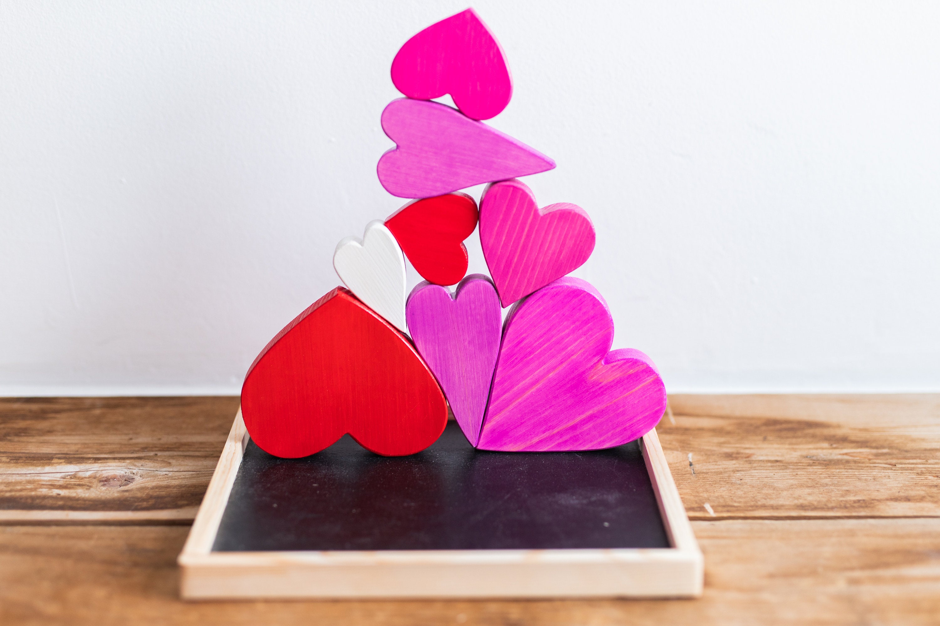 Wooden Heart Puzzle | Pink Heart Blocks | Valentine's Day Heart Puzzle ...