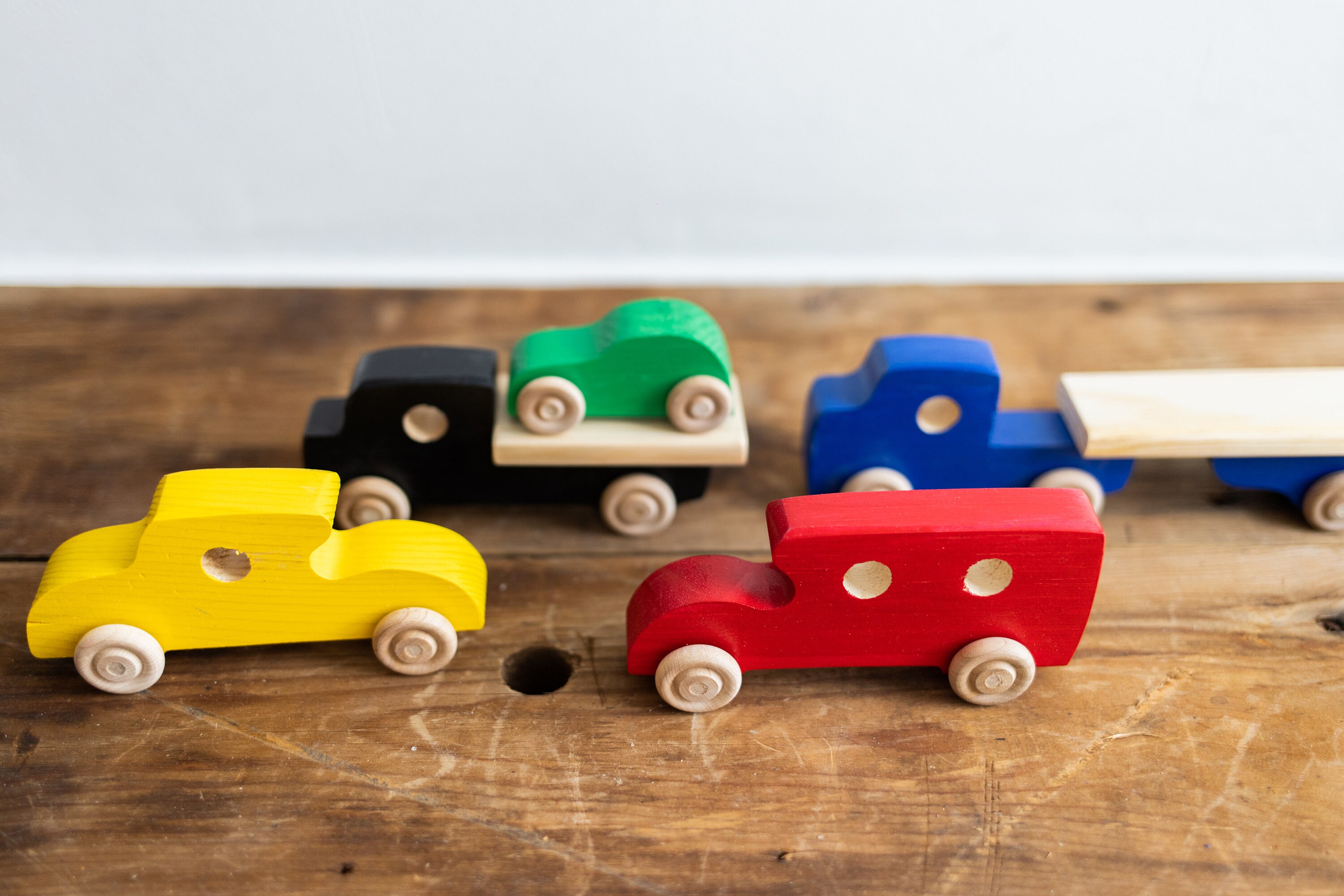 Wooden Car and Truck Set Handmade Wooden Trucks Car Collection