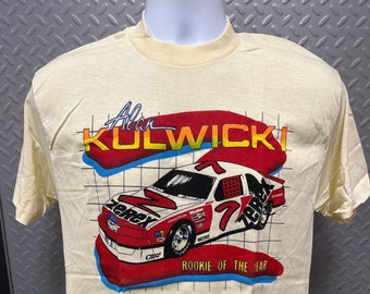 NOS Vintage Nascar Alan Kulwicki #7 Zerex “Rookie of the Year” shirt (maat L)