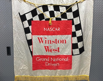 Vintage Nascar 1980’s Winston West Grand National Drivers Silk Flag (50”x45”)
