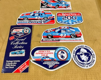 NOS Vintage Nascar 1992 Richard Petty #43 Fan Appreciation Tour 6 Aufkleber Set