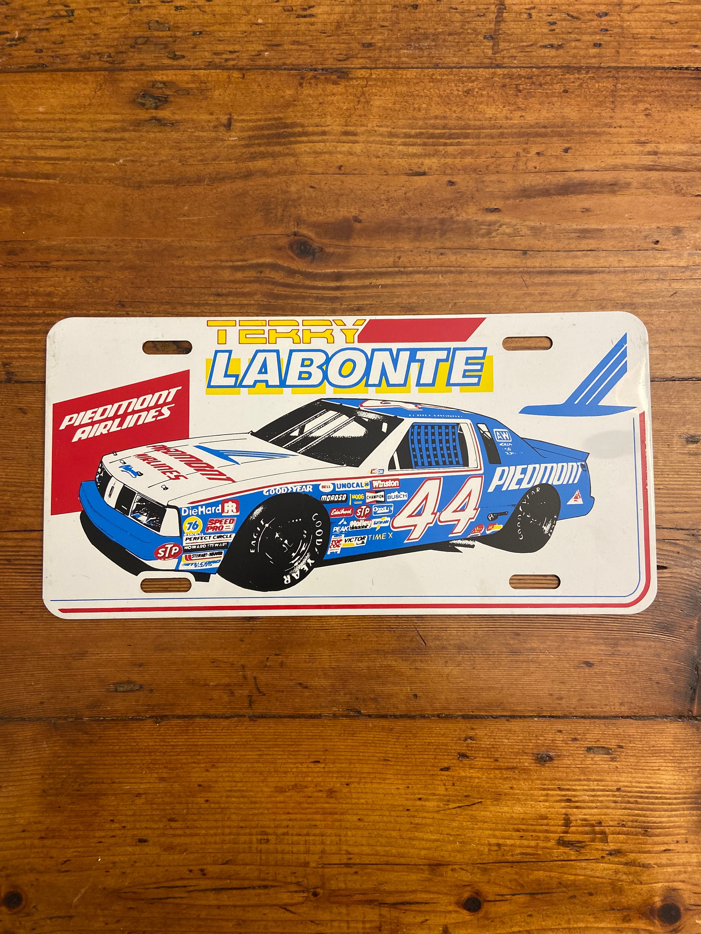 Vintage Nascar Terry Labonte/piedmont Airlines #44 License Plate