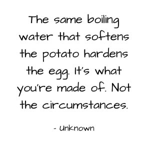 The same boiling water that soften the potato hardens the egg, printable wall art, Inspirational quote, Quote print, Gift, family gift