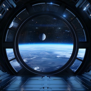 BootUS 宇宙ステーション ウィンドウ タペストリー 壁掛け SF 宇宙タペストリー 壁飾り 寮の寝室 リビングルーム 男の子の部屋用 89 インチ x 71 インチ