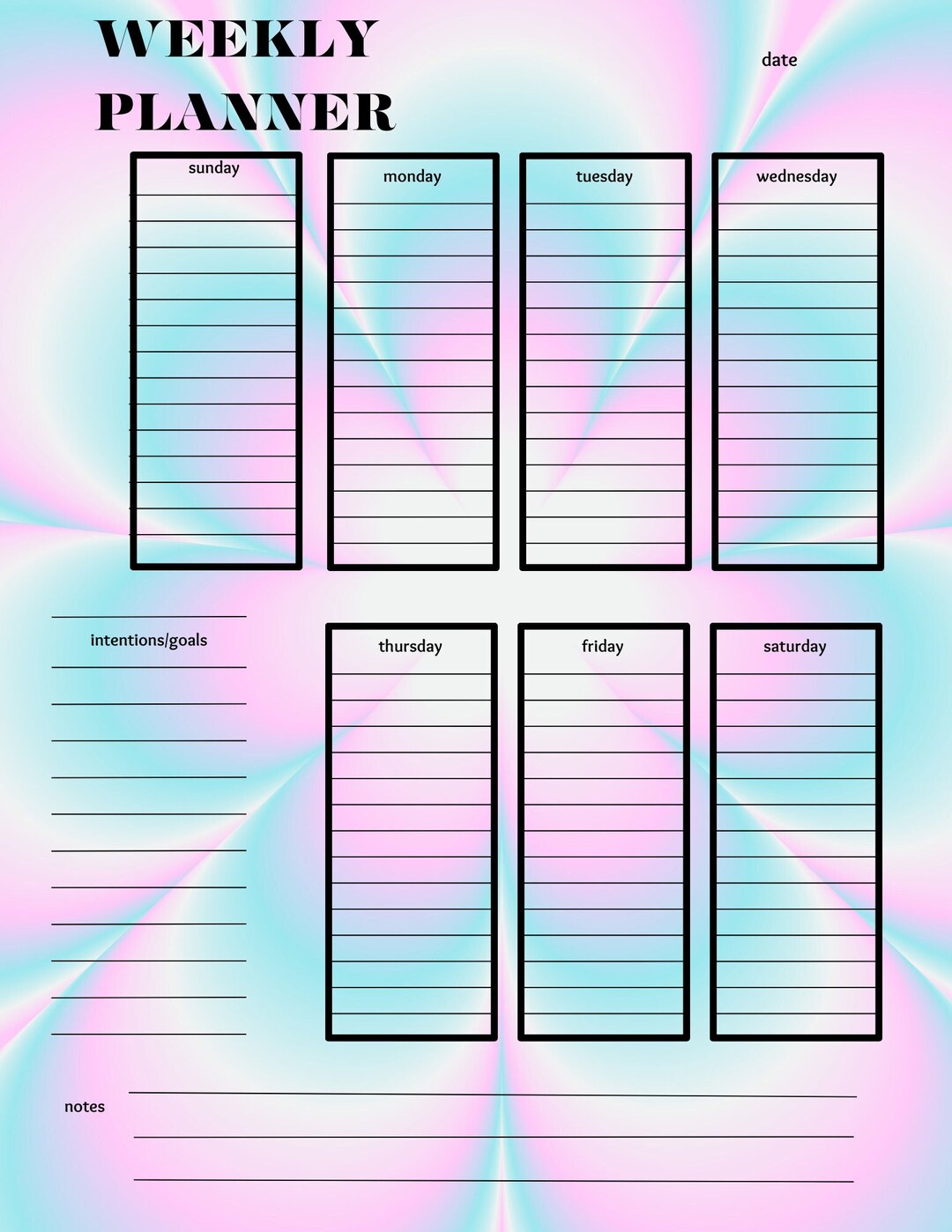 Trippy Weekly Planner Etsy