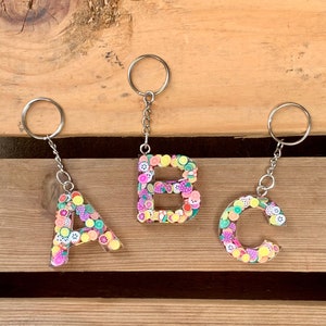 1.5&quot; Fruit Handmade Resin Letter Keychains, Alphabet Keychain, Cute Letter Keyring, Letter Purse Charm, Block Letter Keychain, Birthday Gift